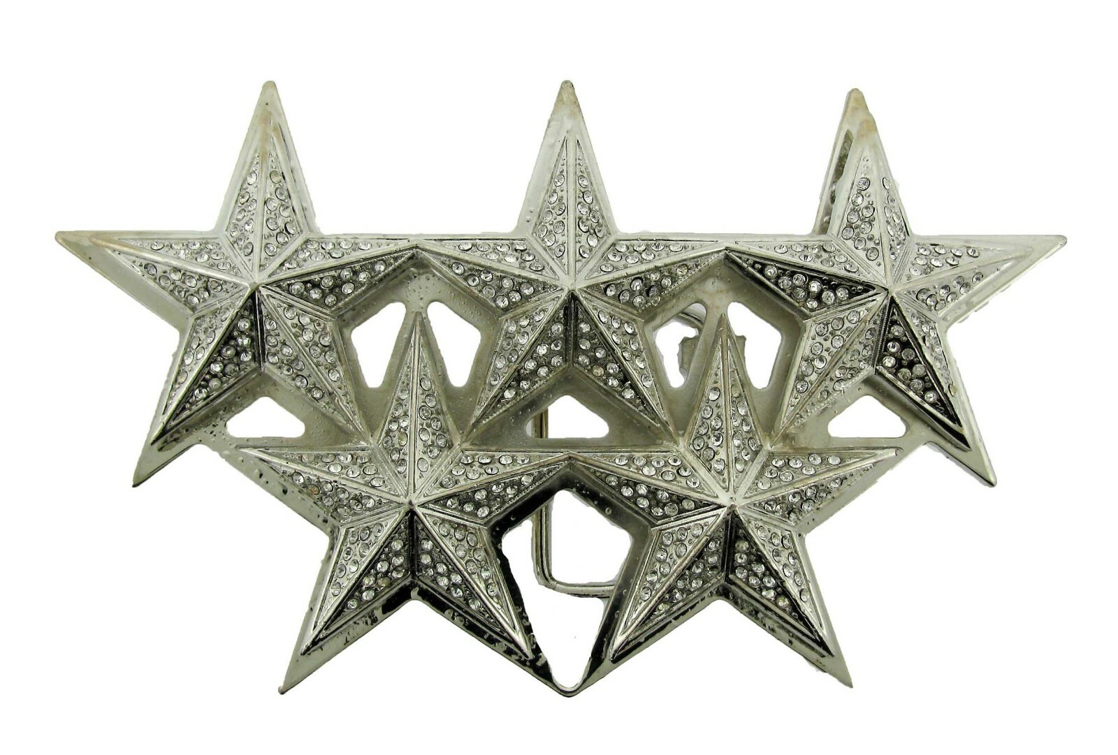 Rock Rebel Silver Famous Star & Strapes Belt Buckle Silver Gold Bling men women