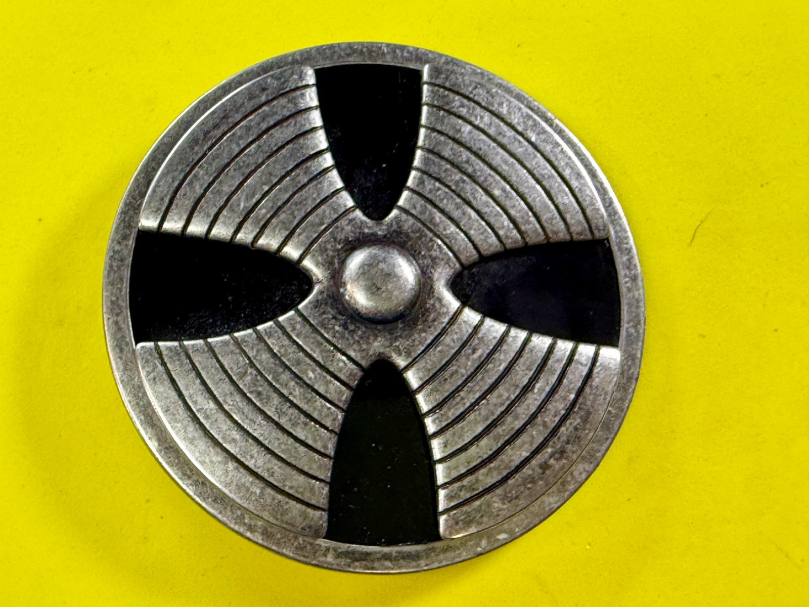 Round Hippy Punk Vibe Silver & Black Color Reel Of Tape Belt Buckle