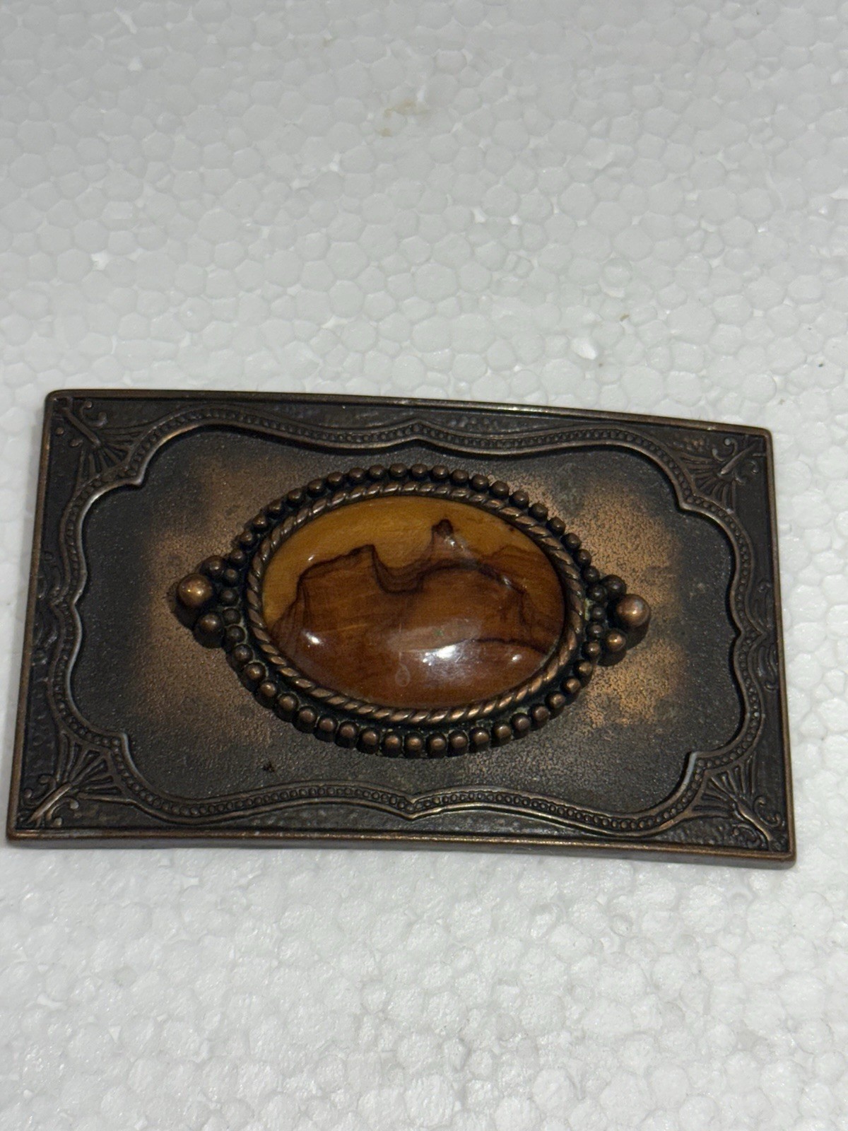 vintage PICTURE JASPER belt buckle SOUTHWESTERN native american GEMSTONE
