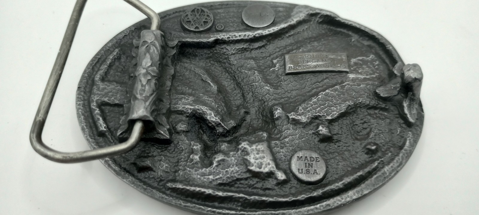 Vtg. Bald Eagle Belt Buckle 1984 Bergamot Brass Works W146 Colorful Laquer USA