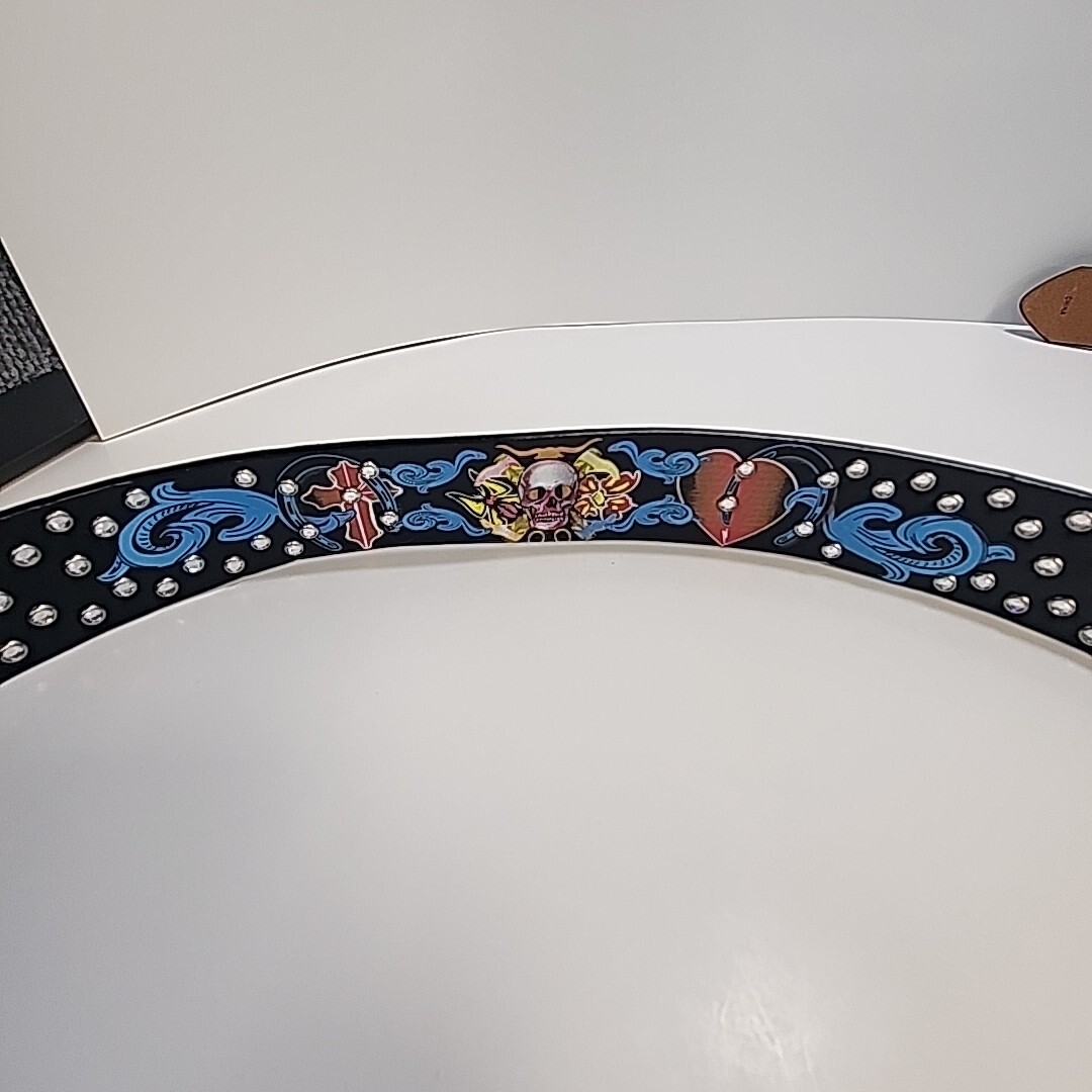 Genuine Leather 3D painted Belt Studs W/ Pile of Skulls Belt Buckle 36&Prime; Grunge