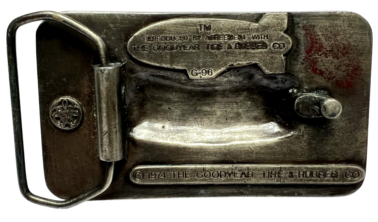 Vintage 1974 The Goodyear Blimp Tire & Rubber Co Pewter Belt Buckle