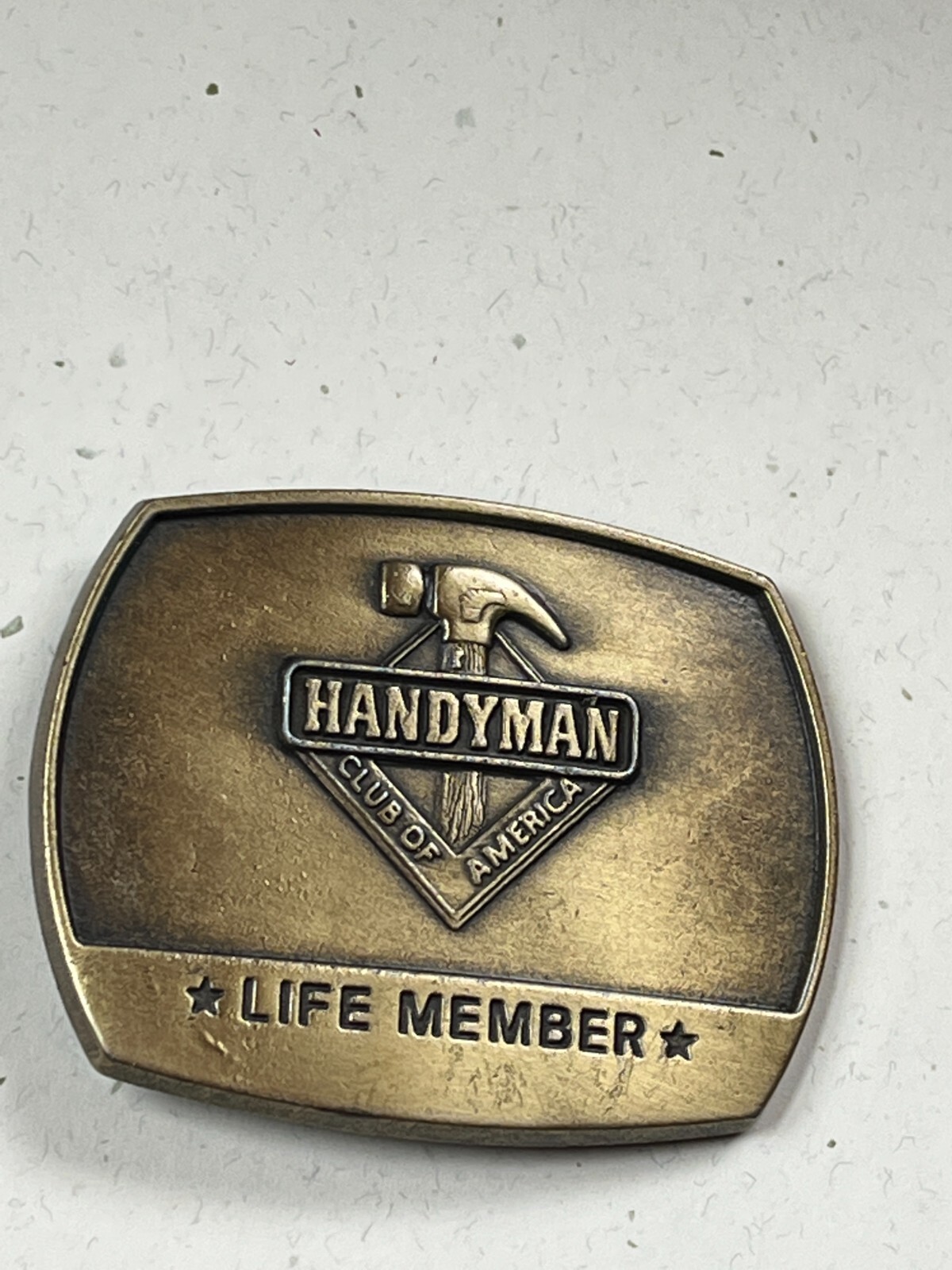 1996 Handyman Club of America Antique Goldtone Metal Belt Buckle – 3 x 2 and 3/8
