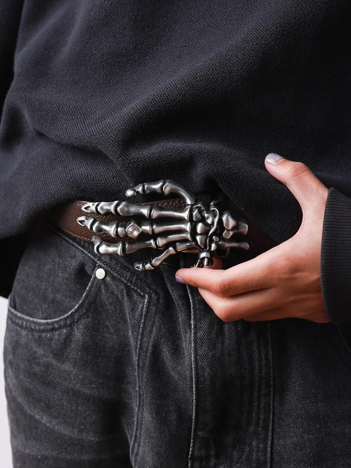 Unique Hand Skeleton Metal Belt Buckle Punk Skull Fashion Jewelry for Men