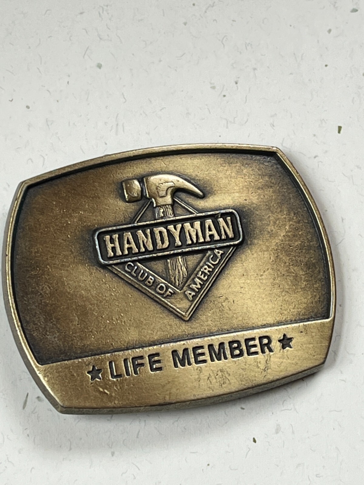 1996 Handyman Club of America Antique Goldtone Metal Belt Buckle – 3 x 2 and 3/8