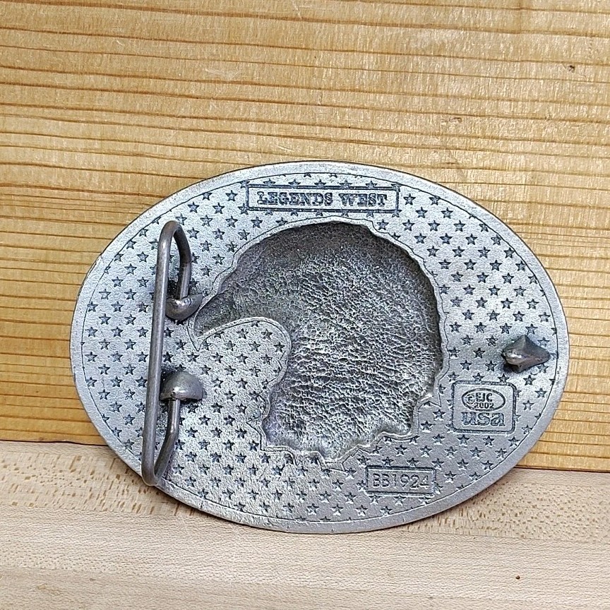 Vintage Bald Eagle Head Mens Belt Buckle American Flag Legends West EJC 2002 USA