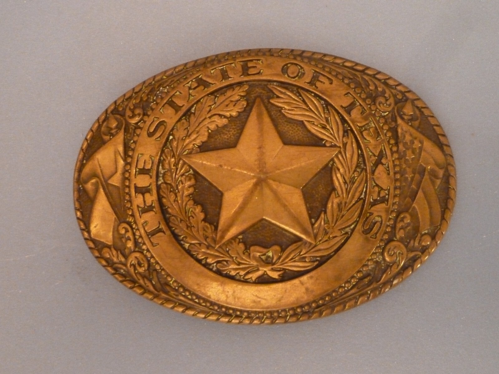 VINTAGE TEXAS LONE STAR STATE TRUCK BELT BUCKLE TEXAS STAR LONGHORN BULL
