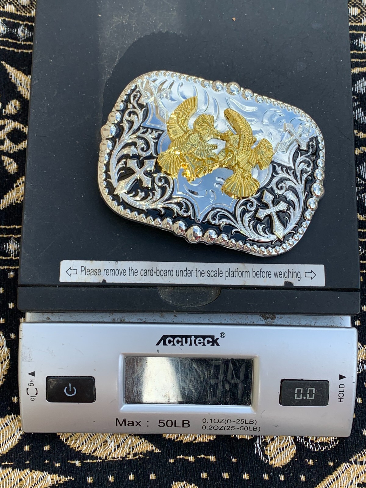 Western Buckle Gold Black Silver Rooster Cowboy 2 »Buckle Hebilla Vaquero Gallo