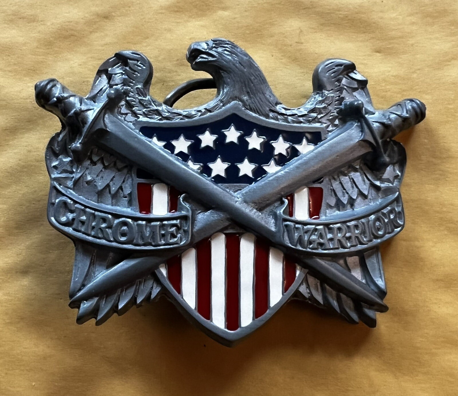CHROME WARRIOR BELT BUCKLE NEW APPROXIMATELY 3 1/4&Prime; X 2 1/2&Prime;