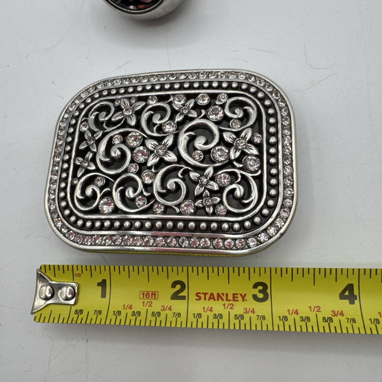 Shiny Metal Fashion Belt Buckle Business Card Holder & Agate Necklace.