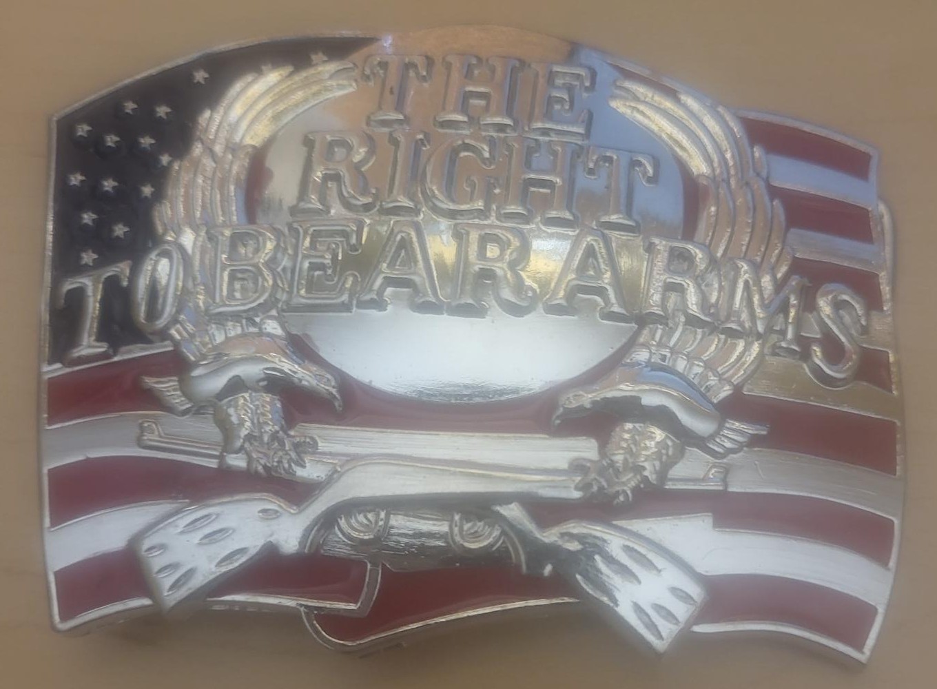 USA American Right To Bear Arms Eagle Rifles Gun Rights Flag Metal Belt Buckle
