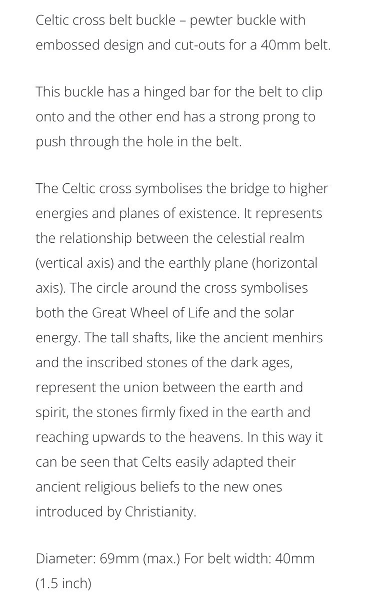 St. Justin Celtic Cross Pewter Belt Buckle Fits 40 mm Belt-New