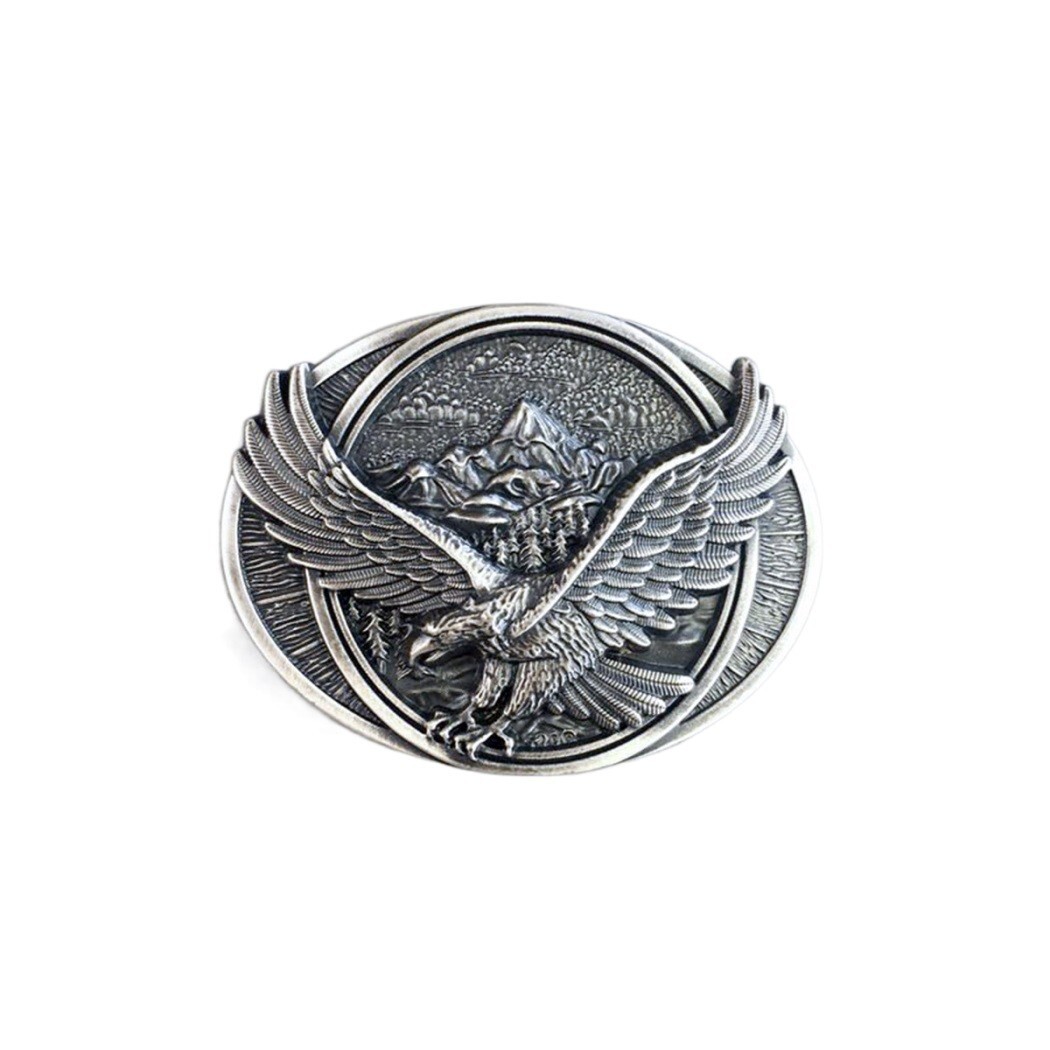 Vintage Silver Plated Eagle Oval Western Belt Buckle Boucle Boucle de ceinture