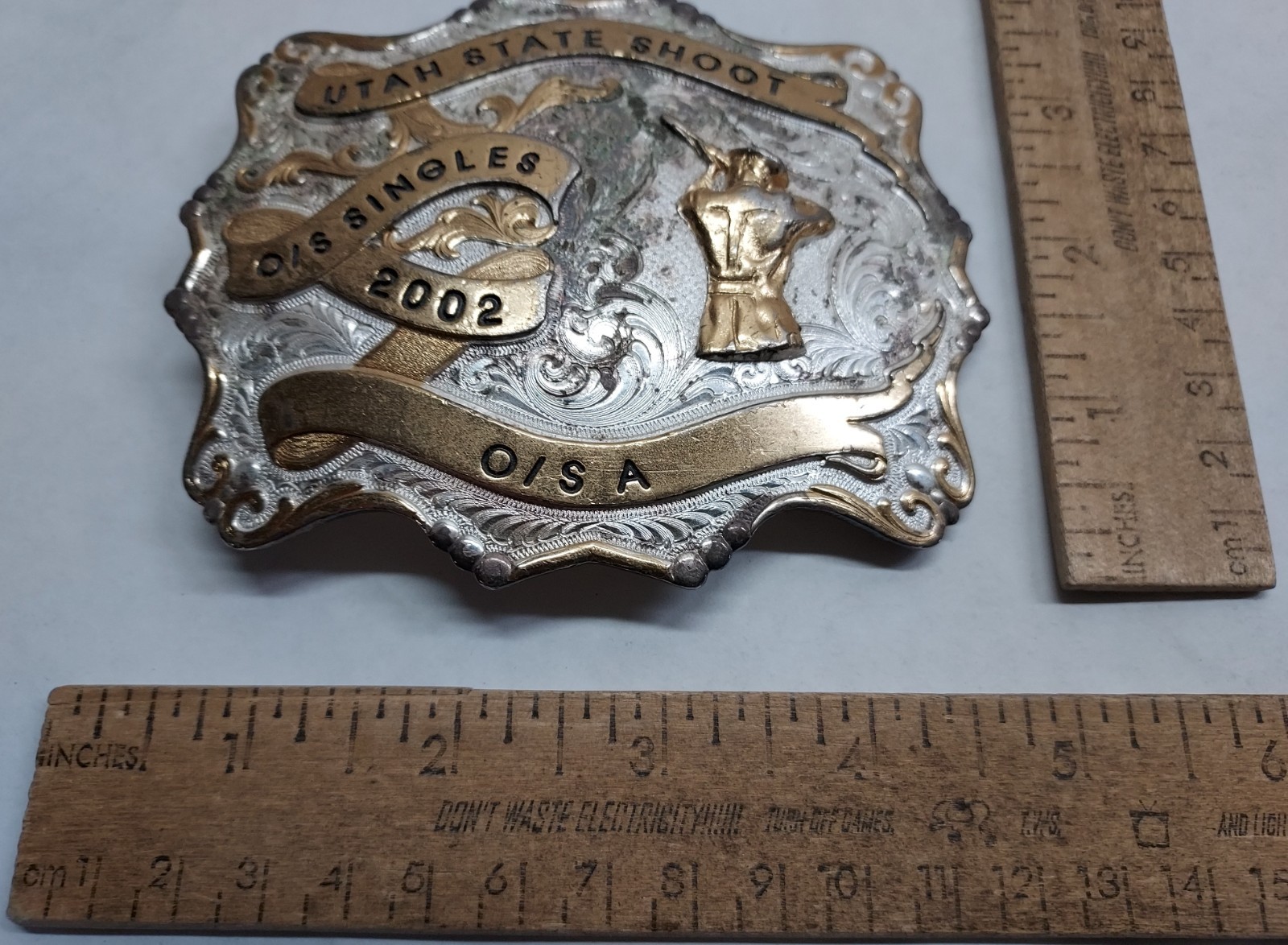 2002 UTAH STATE SHOOT – TRAPSHOOT EVENT – BELT BUCKLE – listing # 9545