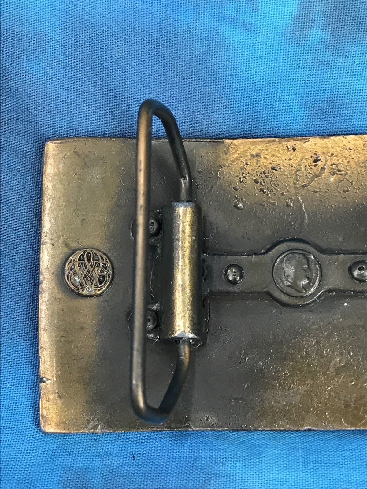 vintage 80s BUY USA BONDS BELT BUCKLE weapon wwii state of liberty