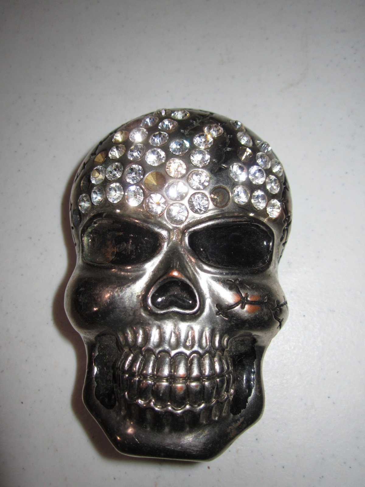 Rhinestone Covered Skull Head Belt Buckle Extremely Rare Find!!!