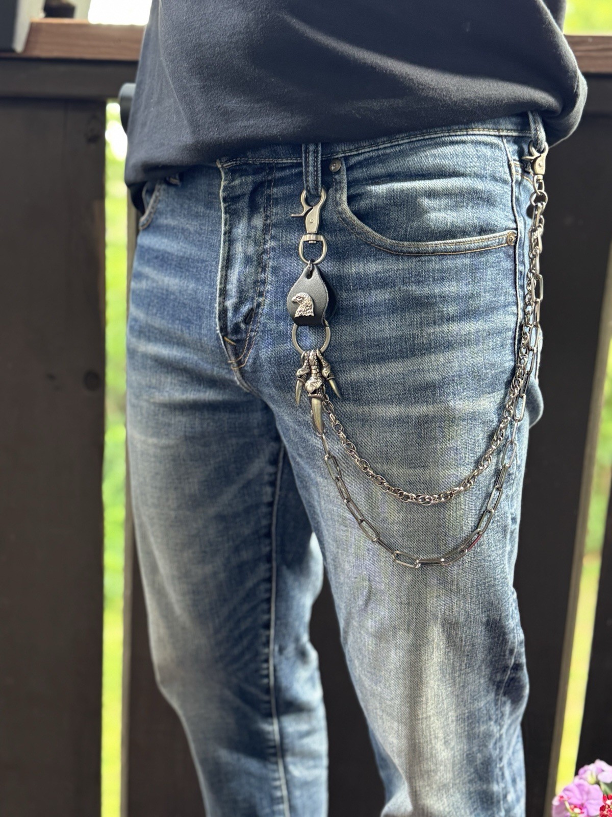 Biker Waist Chain Leather Eagle Claws