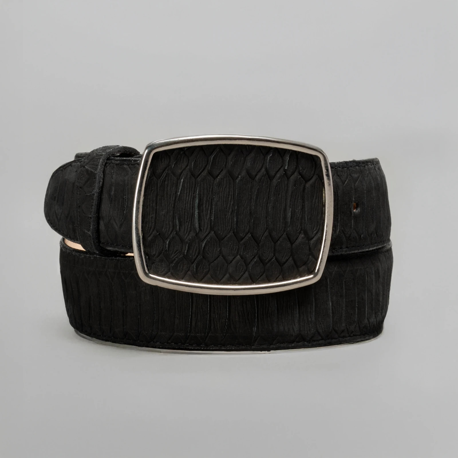 Men’s Viper Python Tribute Leather Cowboy Belt 1.5&Prime; Square Metal Buckle