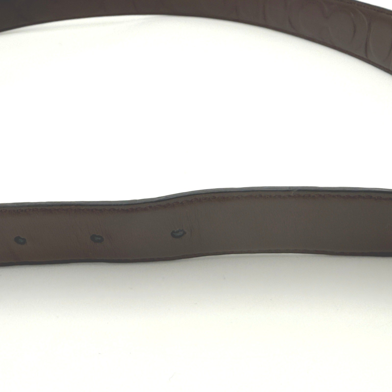 Coach Belt Mens Medium Brown Signature Debossed Reversible Leather Silver Buckle