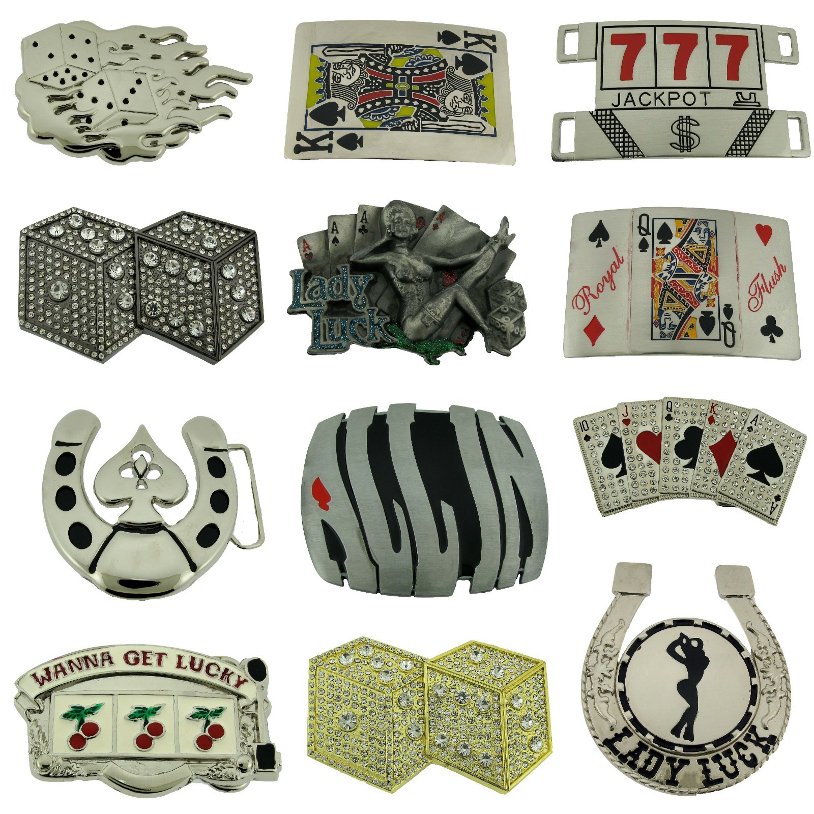 12 Pcs Wholesale Belt Buckle Lot Las Vegas Ace Spades Western Men Cowboy Fashion