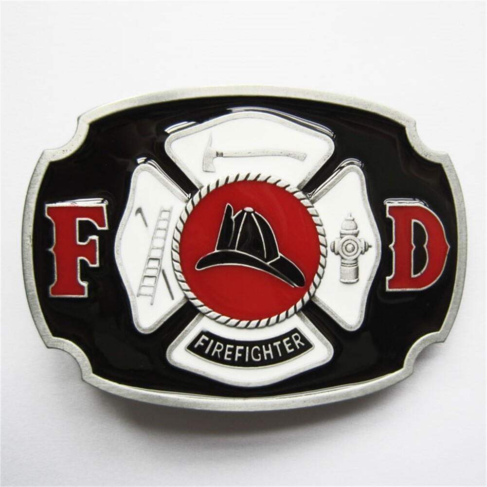 Vintage Style Enamel Fire Hero Firefighter FD Belt Buckle also Stock in the US