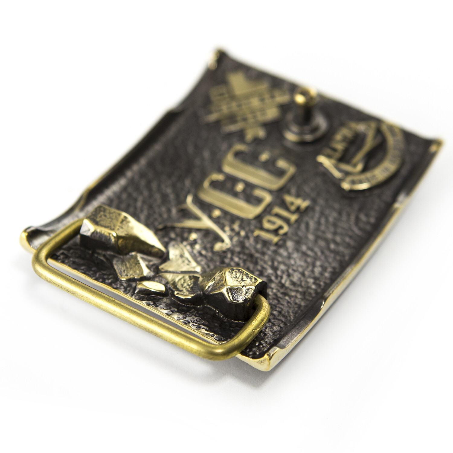 Brass belt buckle Rampant Lion, Royal coat of arms, Lion, Galicia belt buckle