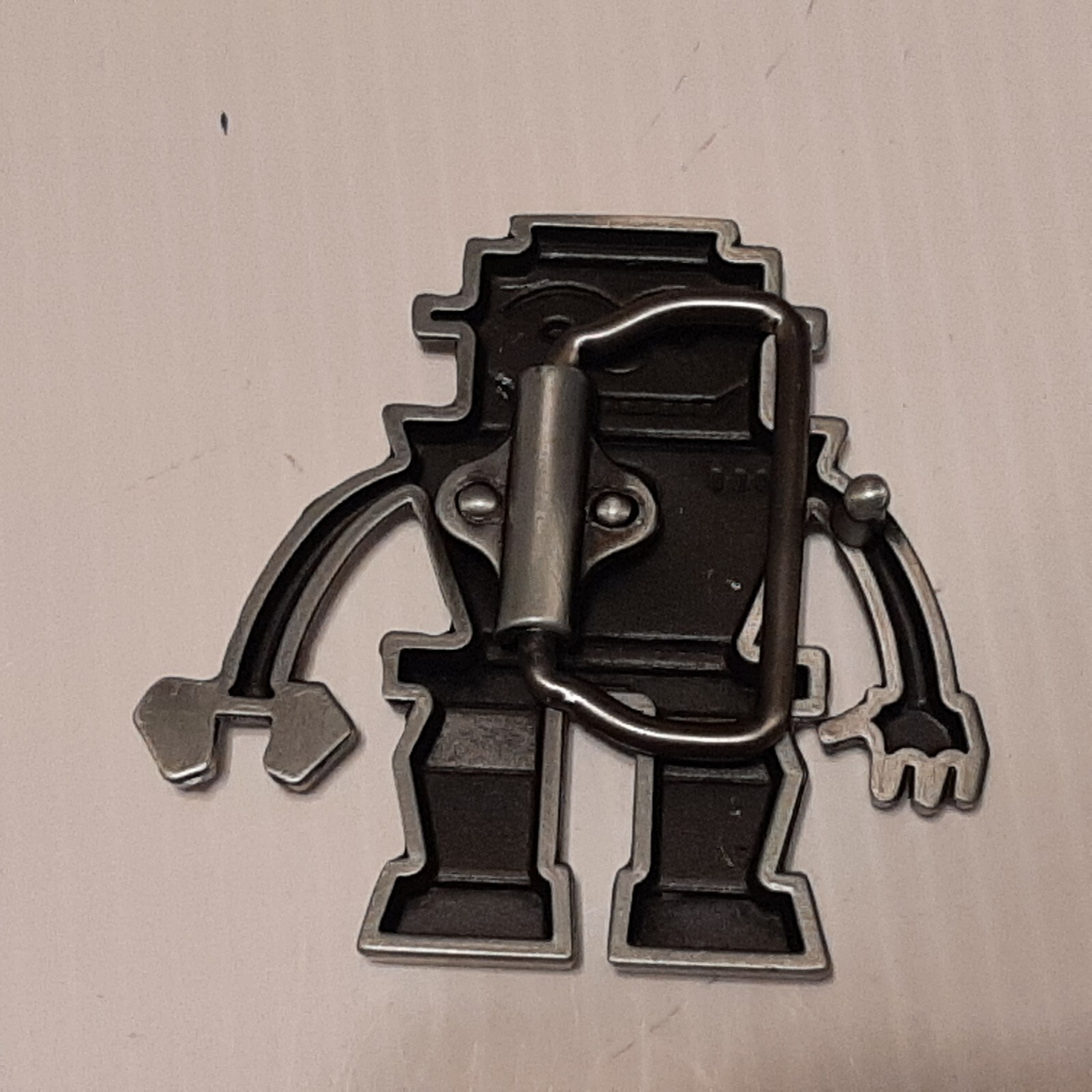 GREEN & SILVER ROBOT Metal Belt Buckle