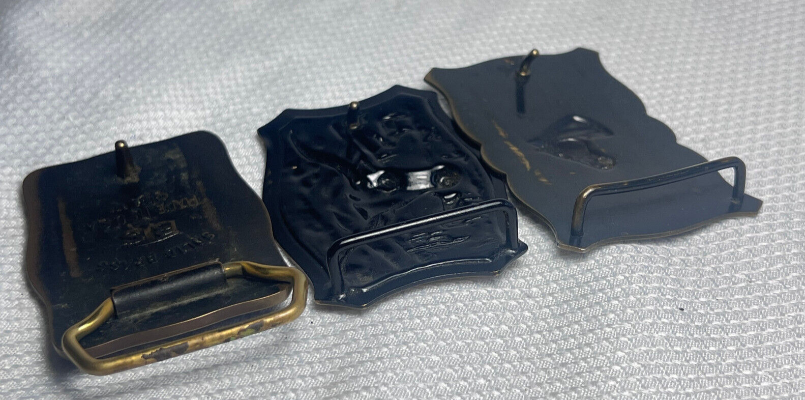 Vtg Outdoorsman Hunter Animal Themed Belt Buckle Lot Of 3 Deer Steer & Horse