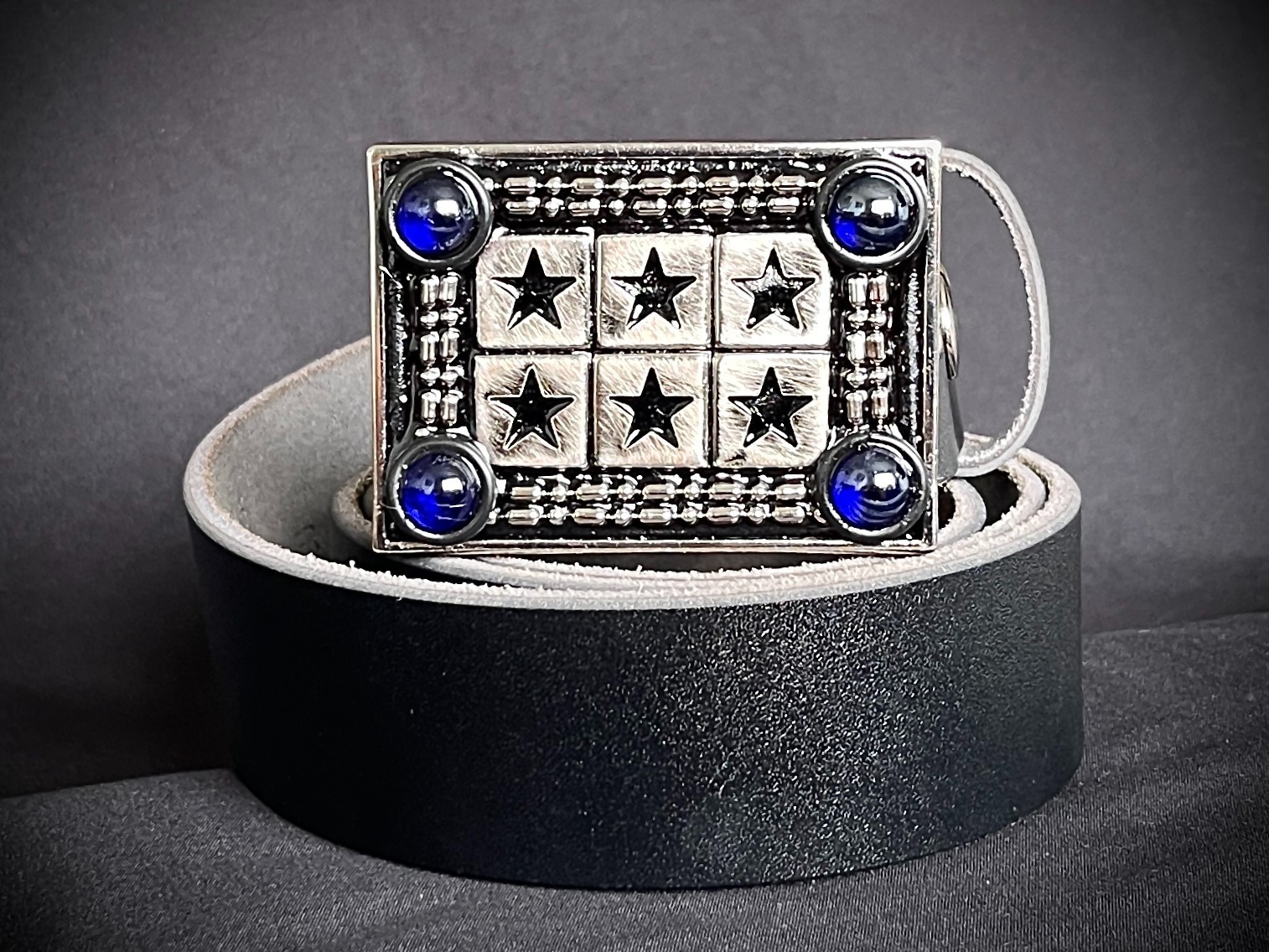 Military Star Grid Belt Buckle Blue Sphere Industrial Art Darren McNeese
