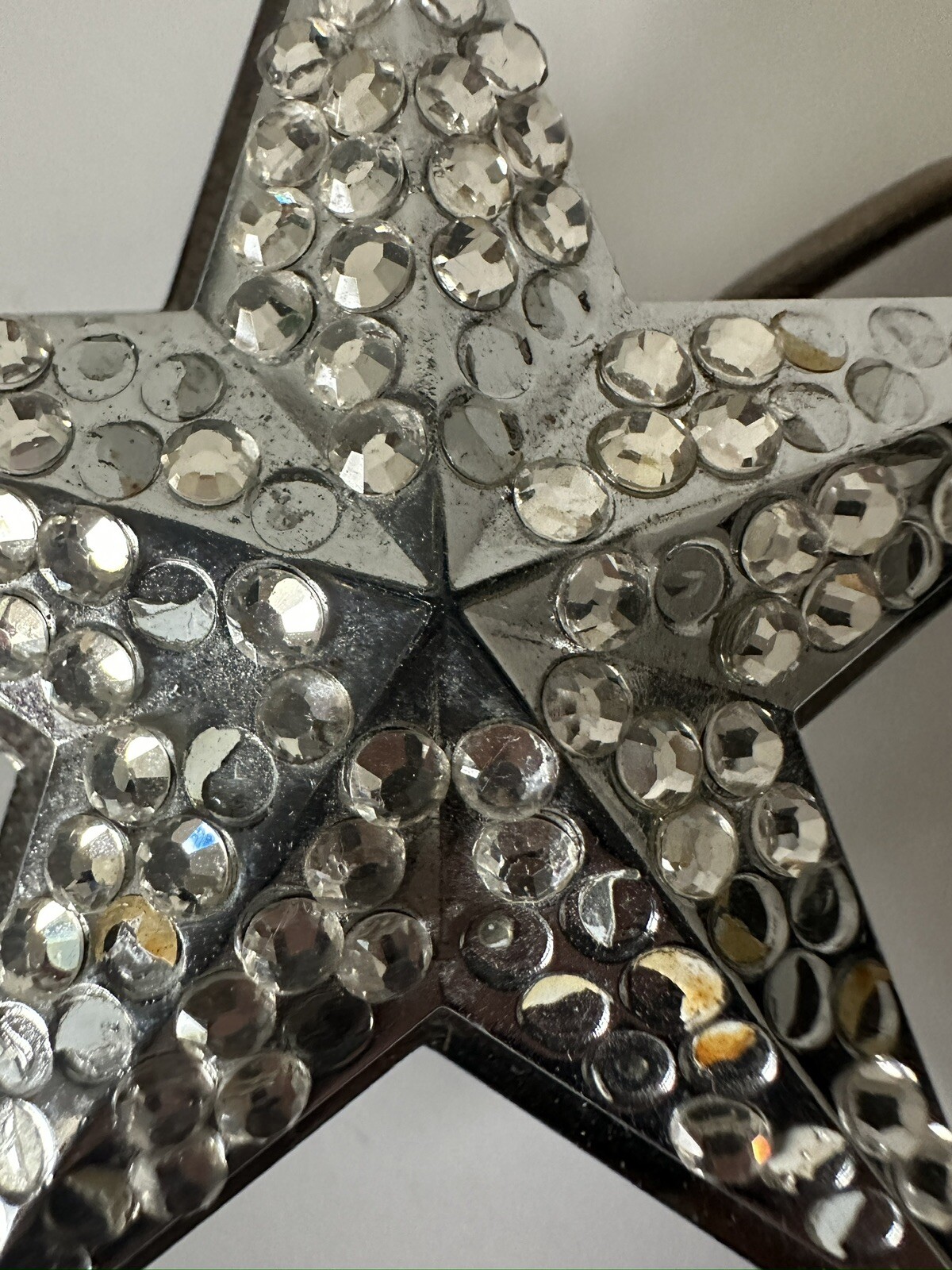 Pewter Belt Buckle Rhinestone Star clear