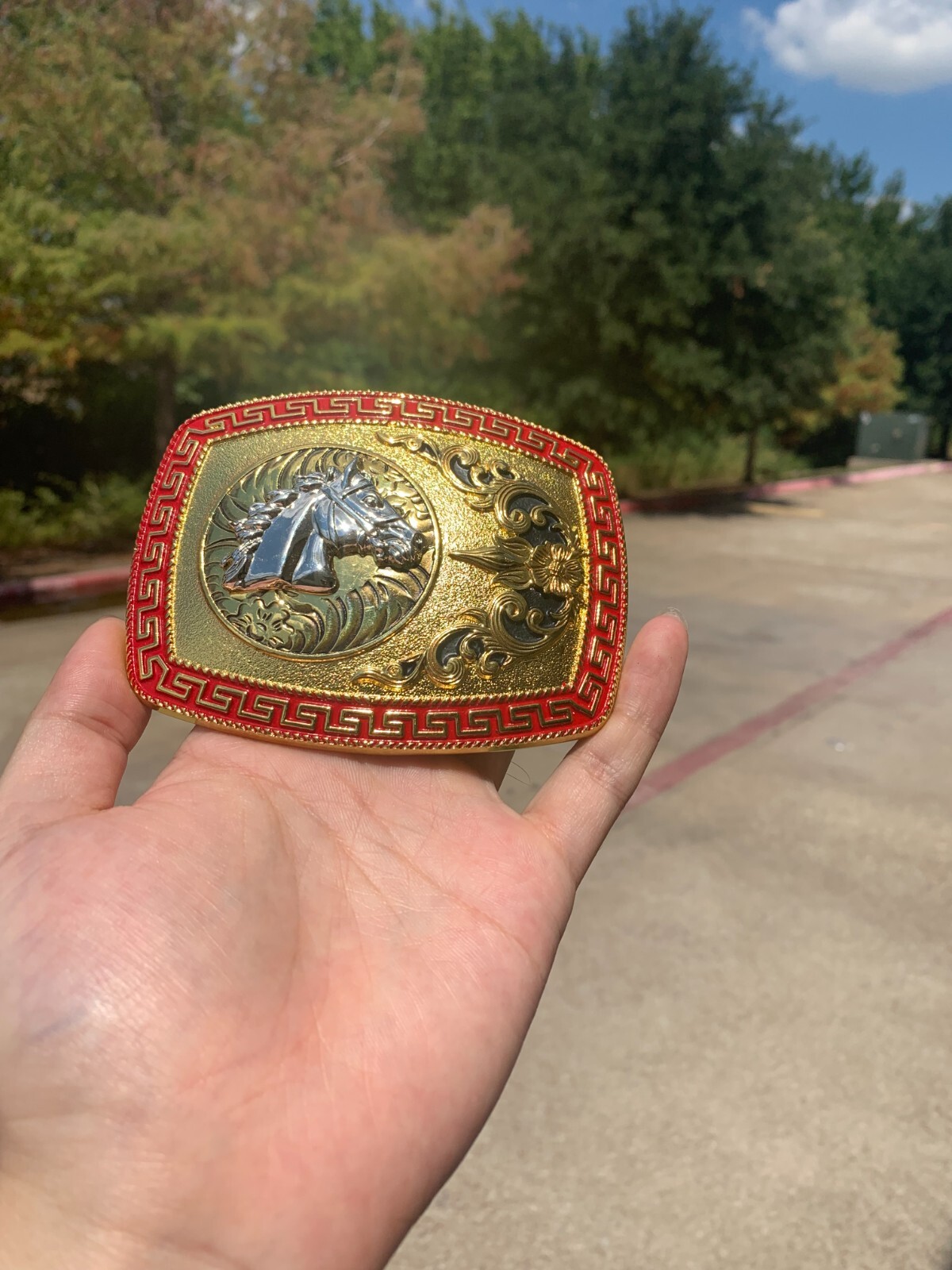 Western Buckle Gold Silver Red Horse Head Buckle Cowboy 2 » Hebillas Vaqueras