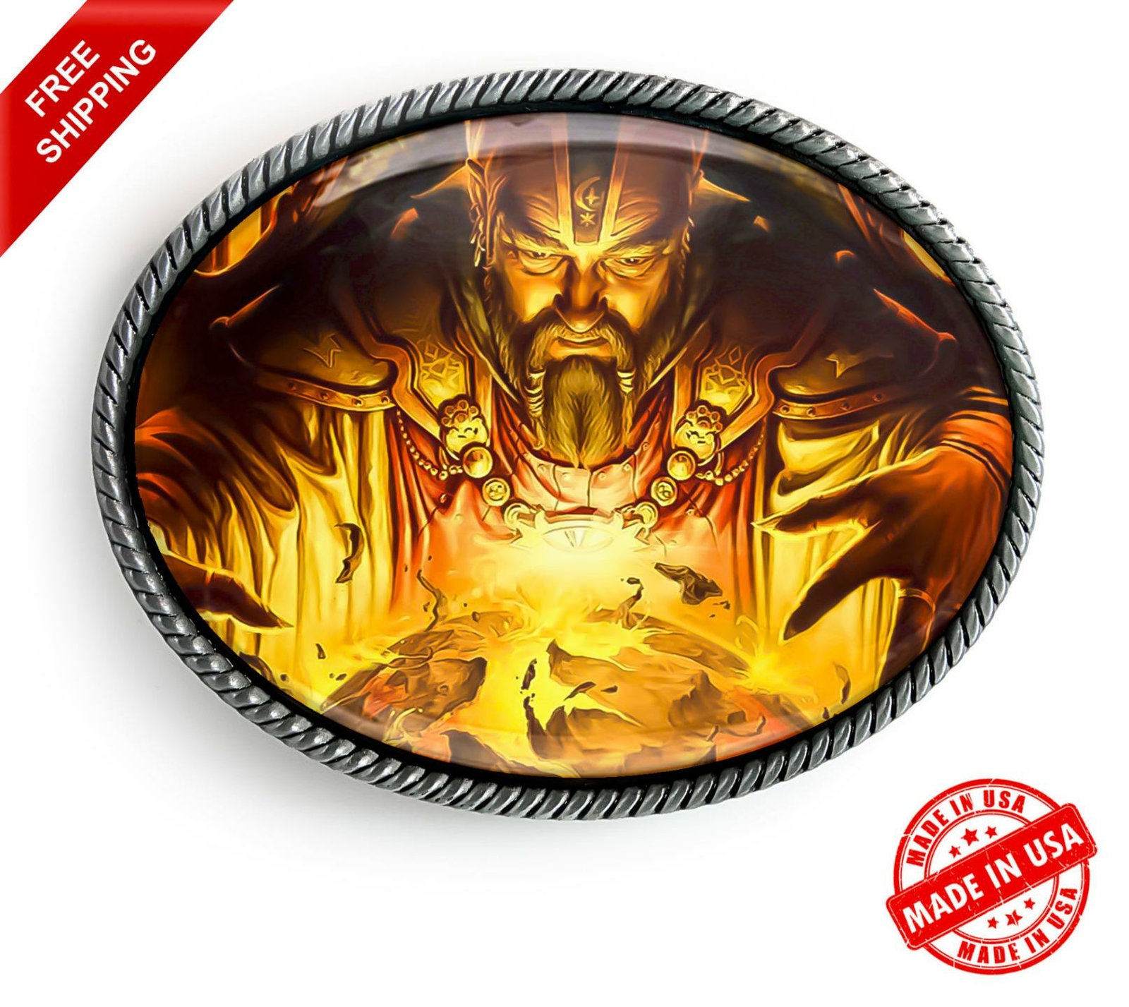 Wizard Belt Buckle – Magic Witchcraft Warlock Sorcerer Handmade Buckle – 745