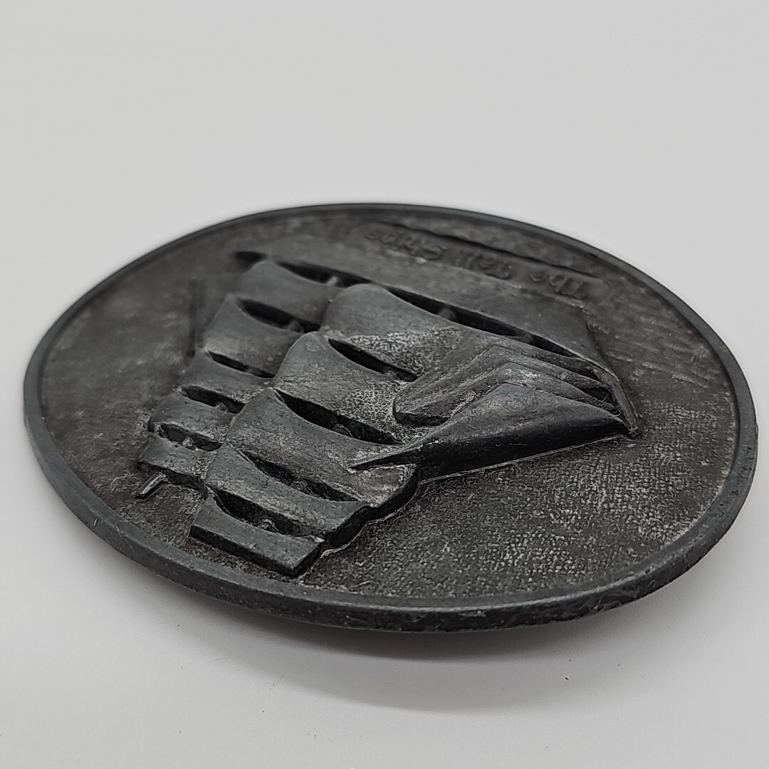 Vintage, THE TALL SHIPS Belt Buckle ( Sail Boats ) Pewter ?