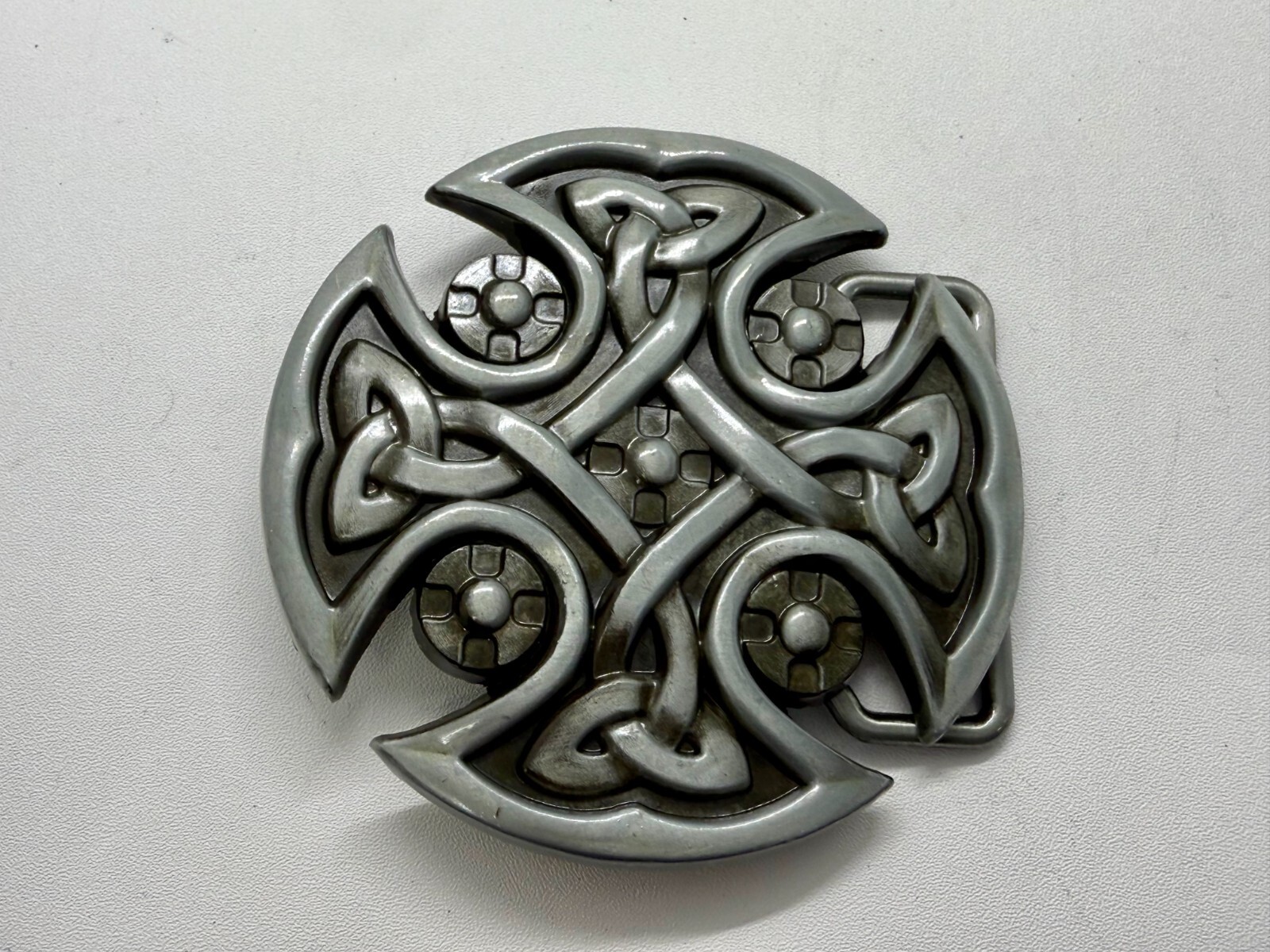 Celtic Shield Iron Cross Religious Gothic Punk Cutout Silver Color Belt Buckle