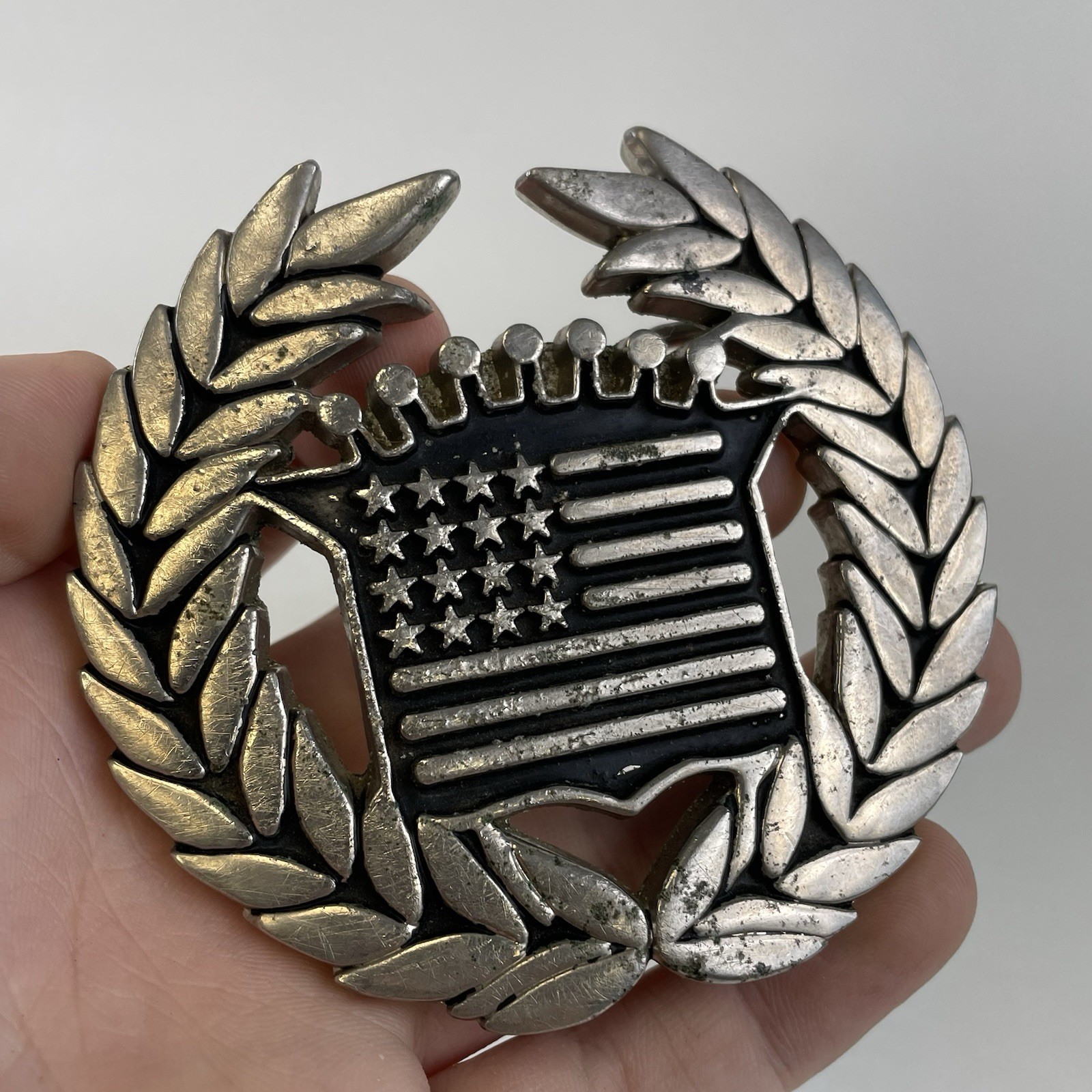 Famous Stars and Straps American Flag Cadillac Belt Buckle Y2K Large VTG Travis