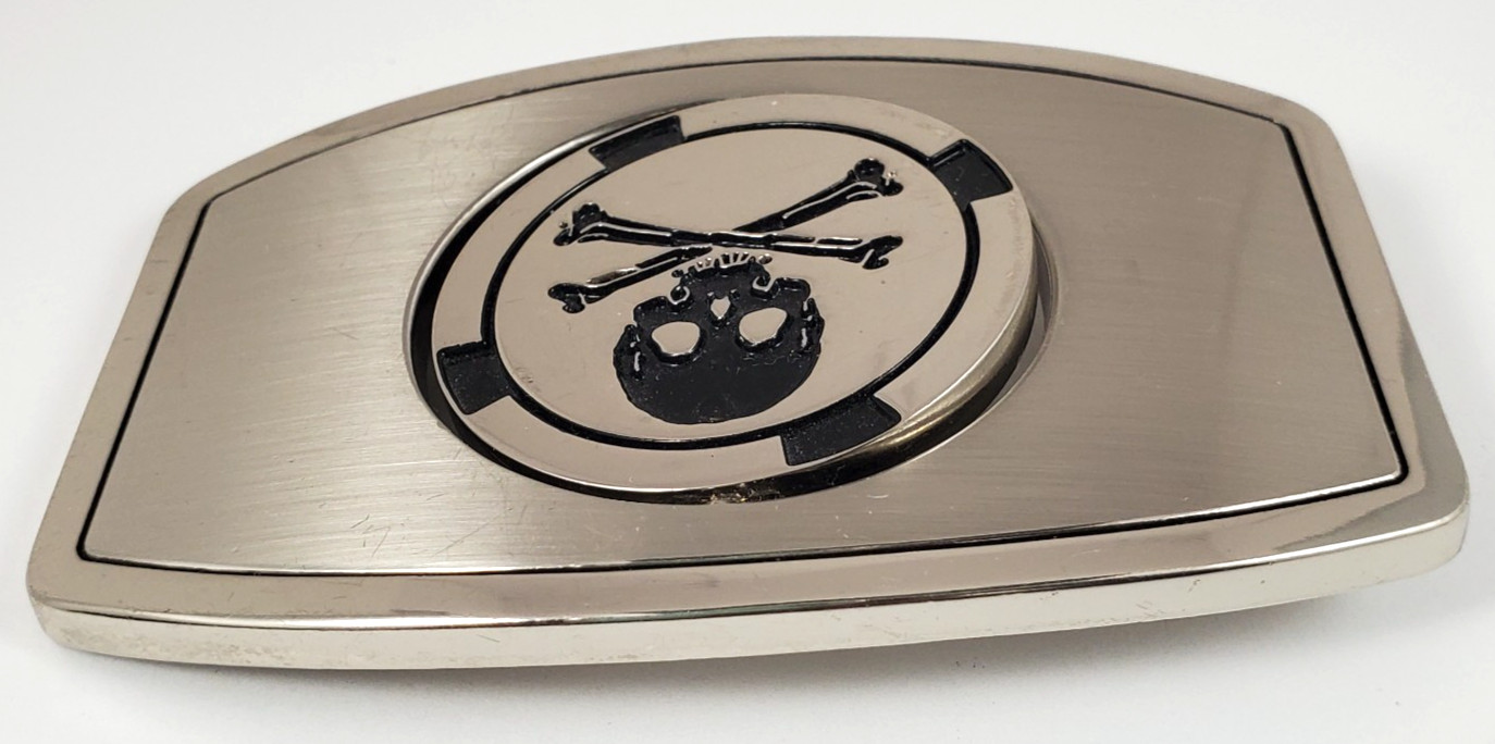 Skeleton & Bones Crossed Reversible Spinning Belt Buckle