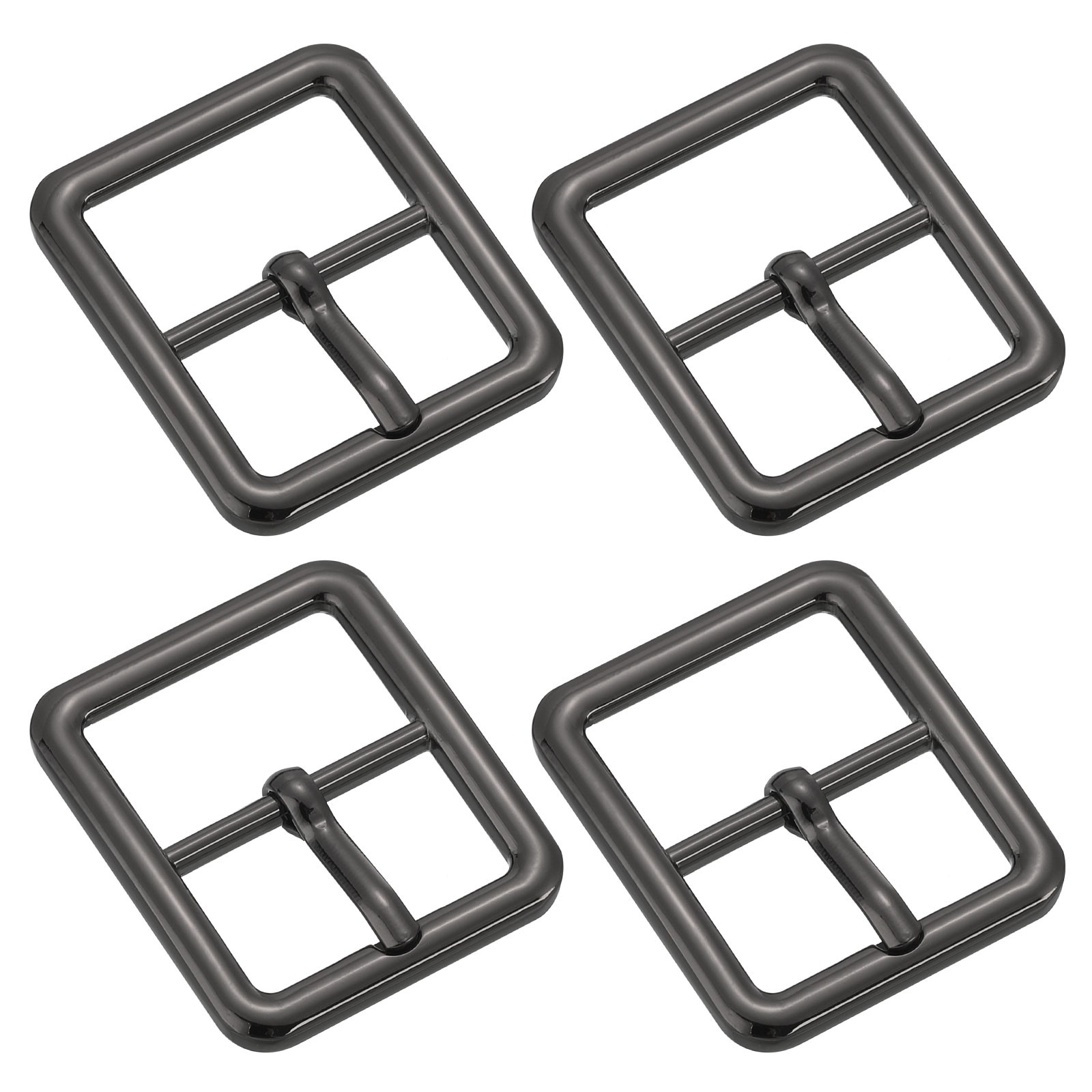 4Pcs 1&Prime; Single Prong Belt Buckle Square Center Bar Buckles for Belt Black