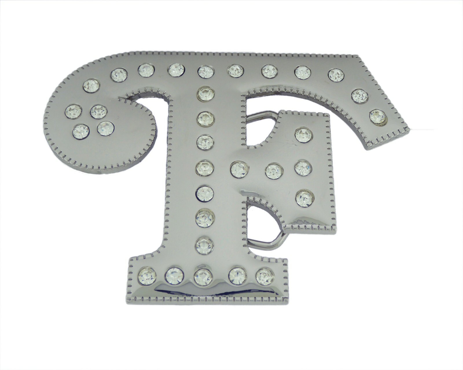 Initial Letter Cursive Silver Chrome Rhinestones Belt Buckle A to Z Alphabet New