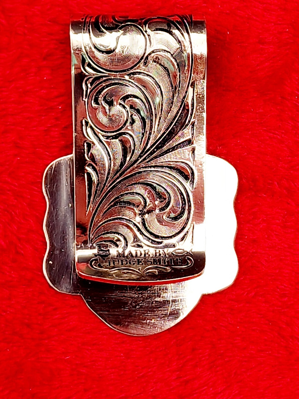 EAGLE EMBLEM~HAND ENGRAVED MONEY CLIP $ GERMAN SILVER & JEWLERS BRONZE