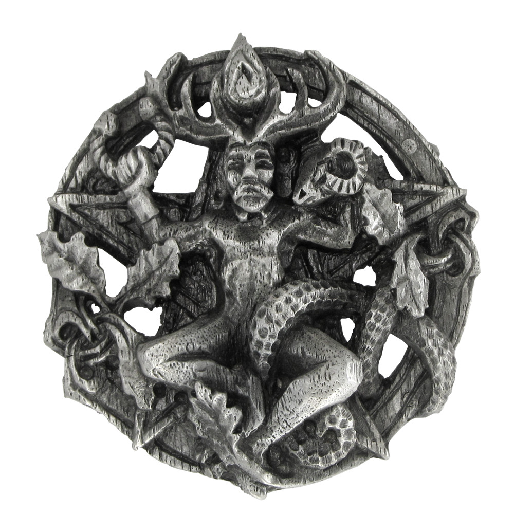 Pewter Cernunnos Belt Buckle – Dryad Design Celtic Horned God Wiccan Pagan Wicca