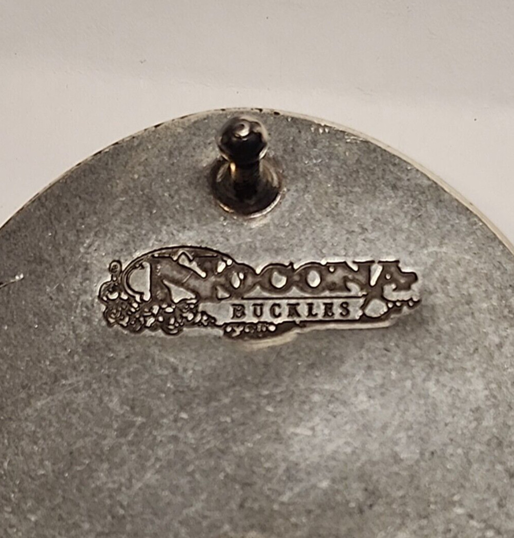 Nocona Belt Buckle Camo Deer Rope Edge Silver Tone Oval Leaping White Tail