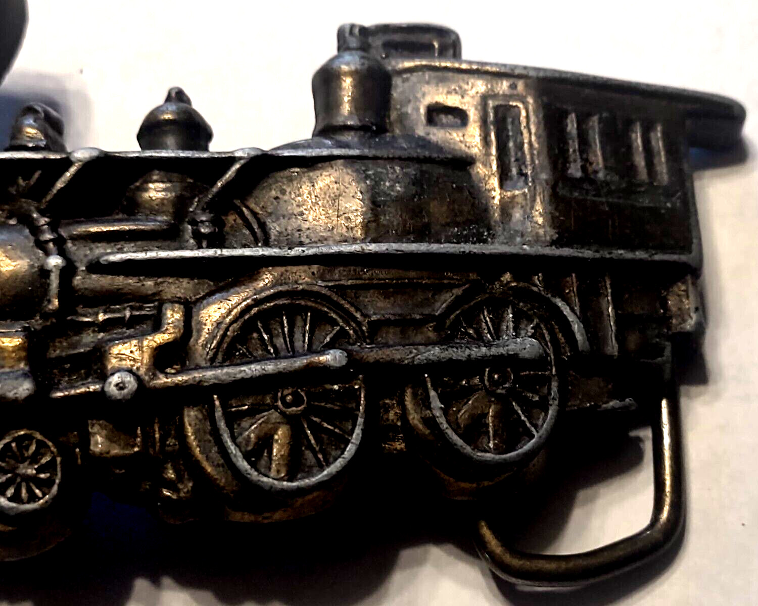 Train Steam Engine Belt Buckle VTG Cast Metal Transportation 4.5&Prime;