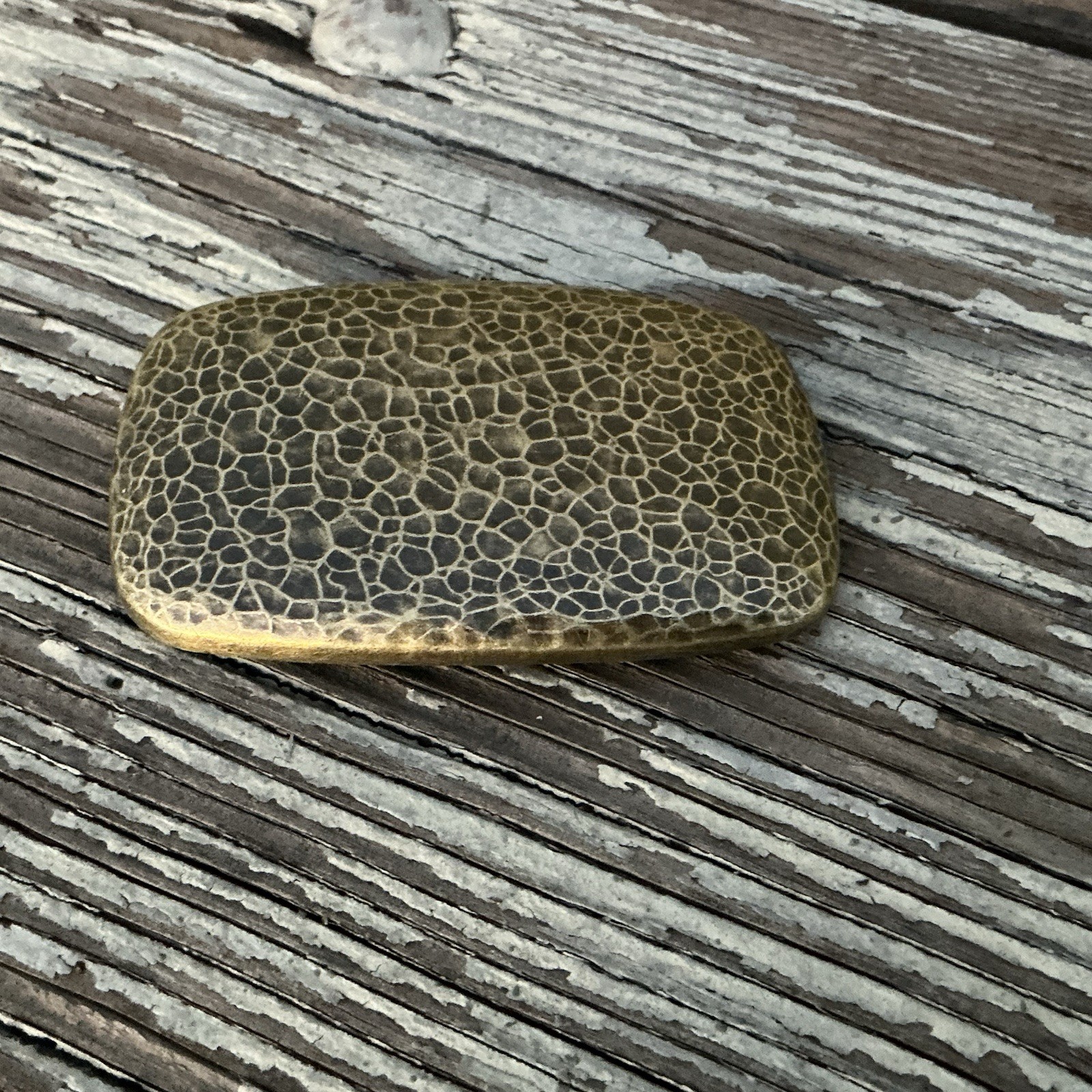 Vintage Textured Metal Belt Buckle Hammered Gold Rectangle Uneven Surface Roc