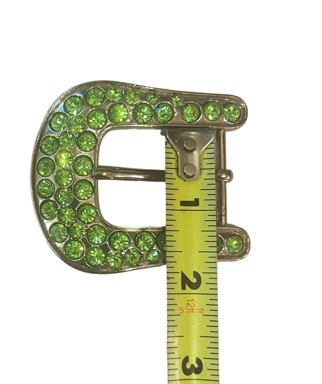 B.B. Simon Full Crystal Belt Buckle Swarovski Peridot Color Crystals