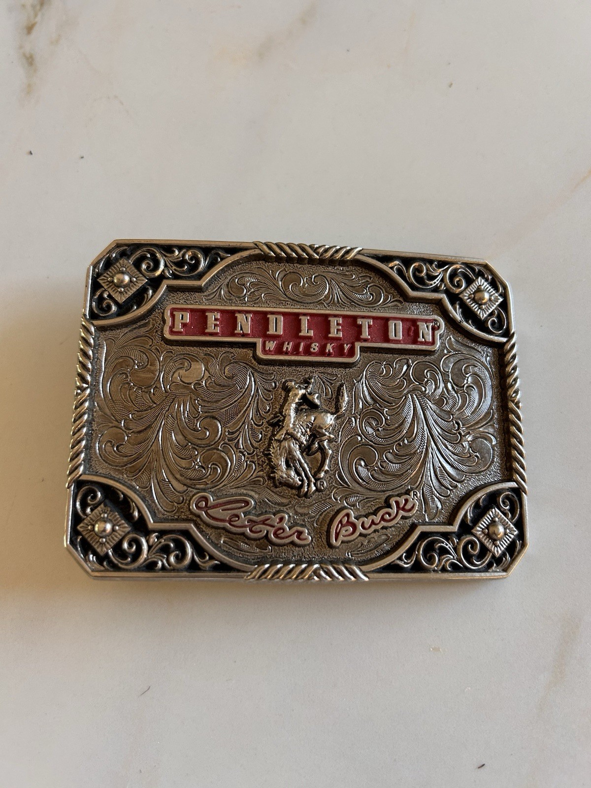 2019 Pendleton Whisky Silver Belt Buckle Let&rsquo;er Buck Montana Silversmiths – RARE
