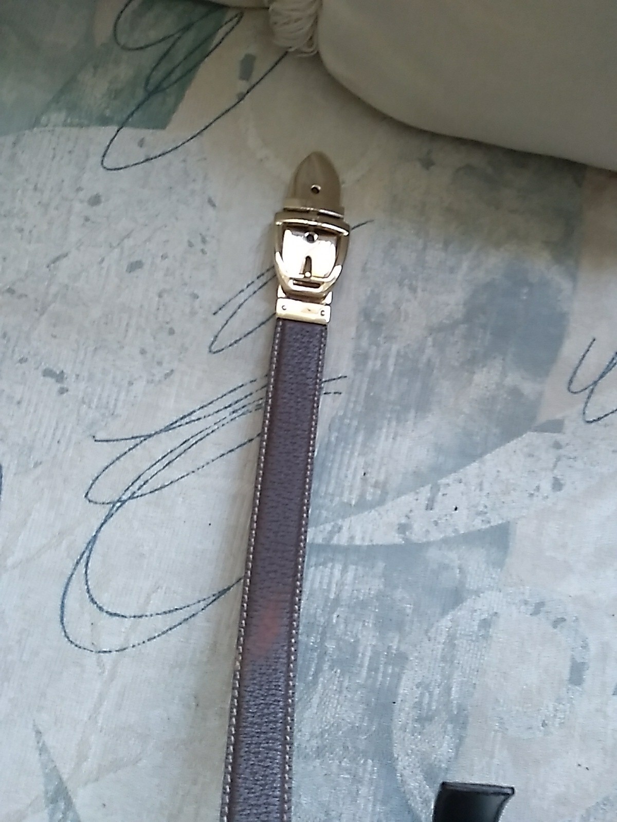 Authentic GUCCI 146440.489199.85.34 Patent Enamel Brown Leather Gold Buckle