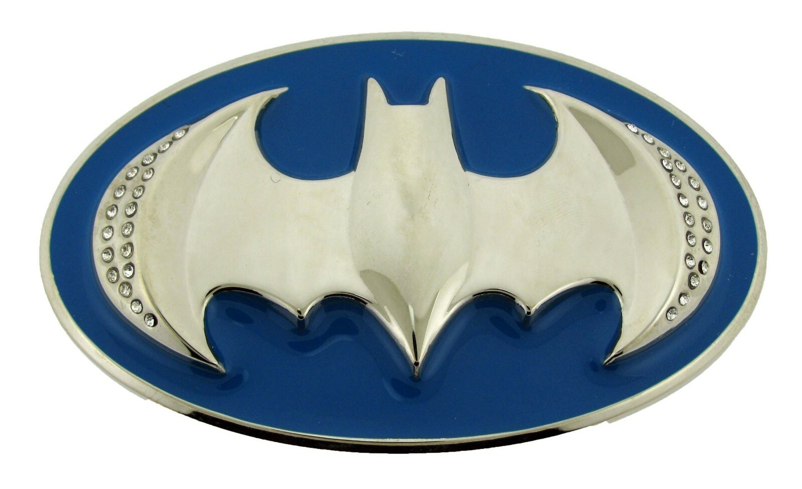 Batman 3d belt buckle Halloween Costume BLUE SILVER RHINESTONES DC Comics Men