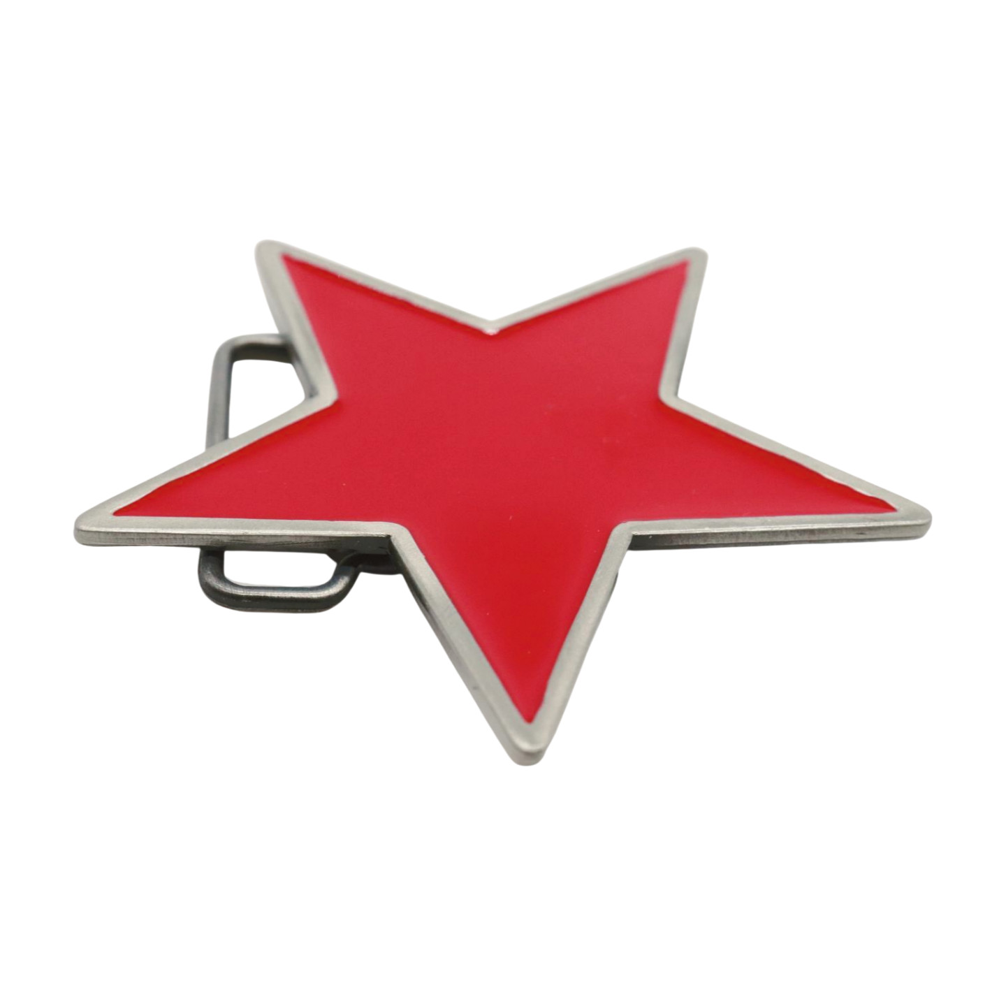 Men Women Belt Buckle Silver Metal Western Fashion Red Texas Lone Star TX Casual