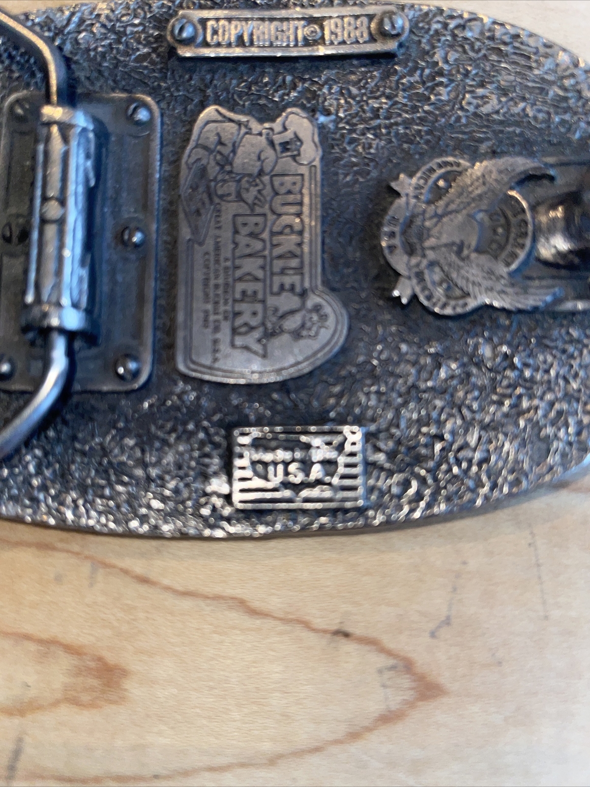 Police America Finest Law Enforcement We Serve and Protect Belt Buckle 1988 USA