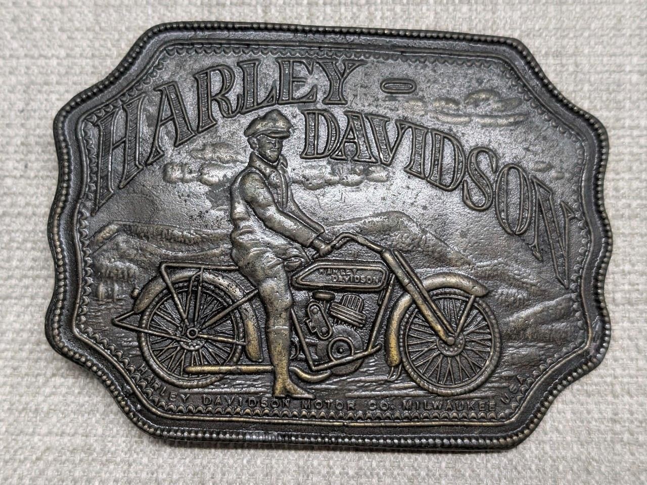 vintage 1970s belt buckle HARLEY DAVIDSON motorcycles BRASS biker western